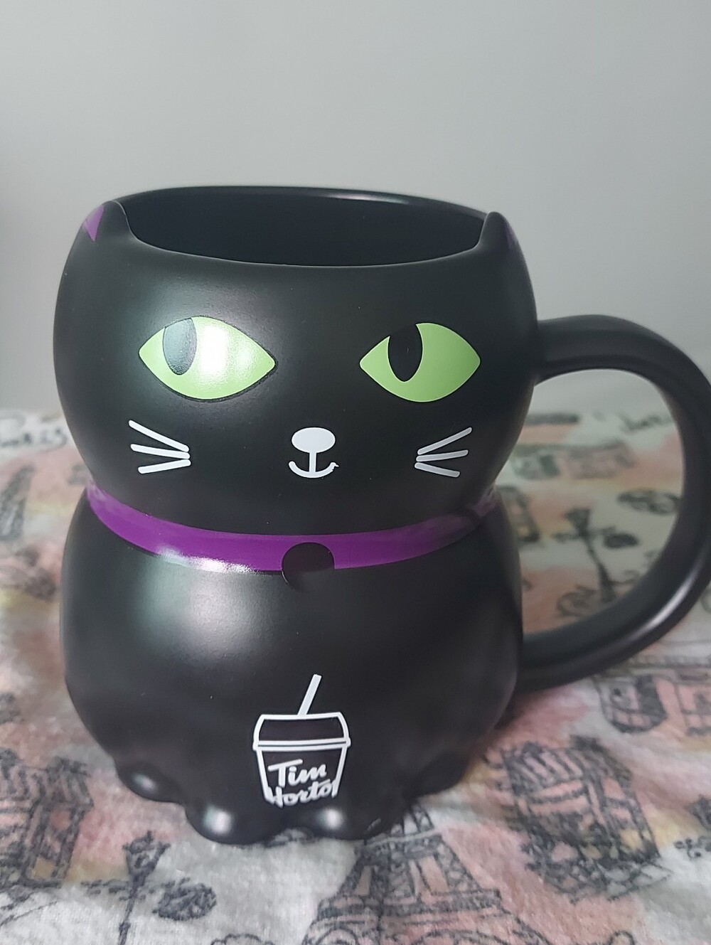 Collectible TIM HORTONS Black Cat Ceramic Mug